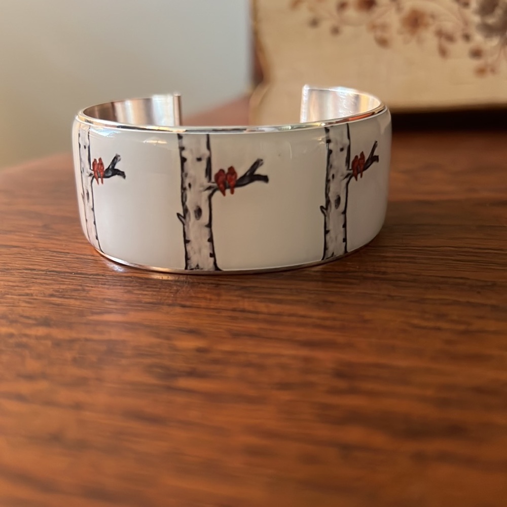 Rustic Cuff Art Deco 1.0 “Summer of Love” on silver Cuff Bracelet